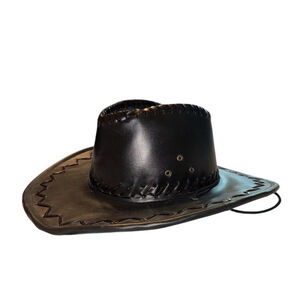 Western Black Sherif Faux Cowboy Sheriff Hat Goth Boho Cosplay Steampunk